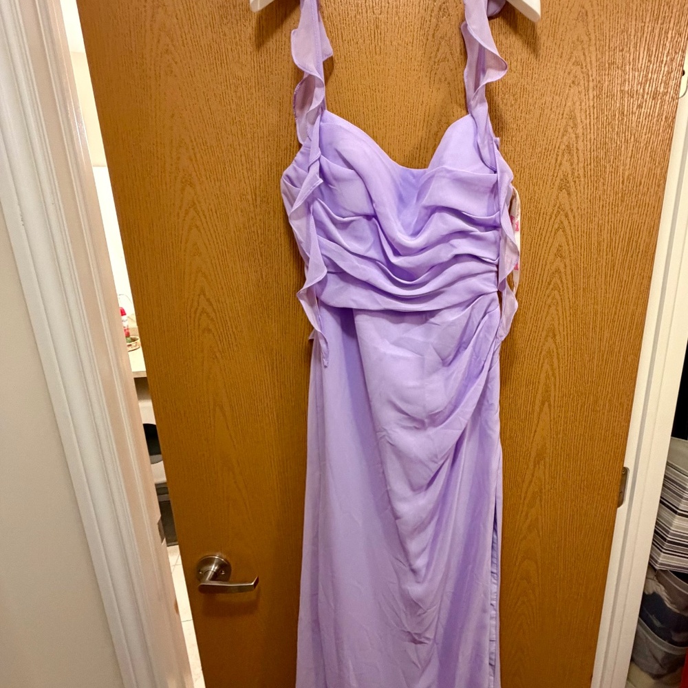 Azazie Lilac Ruffle-Detail Bridesmaid Dress